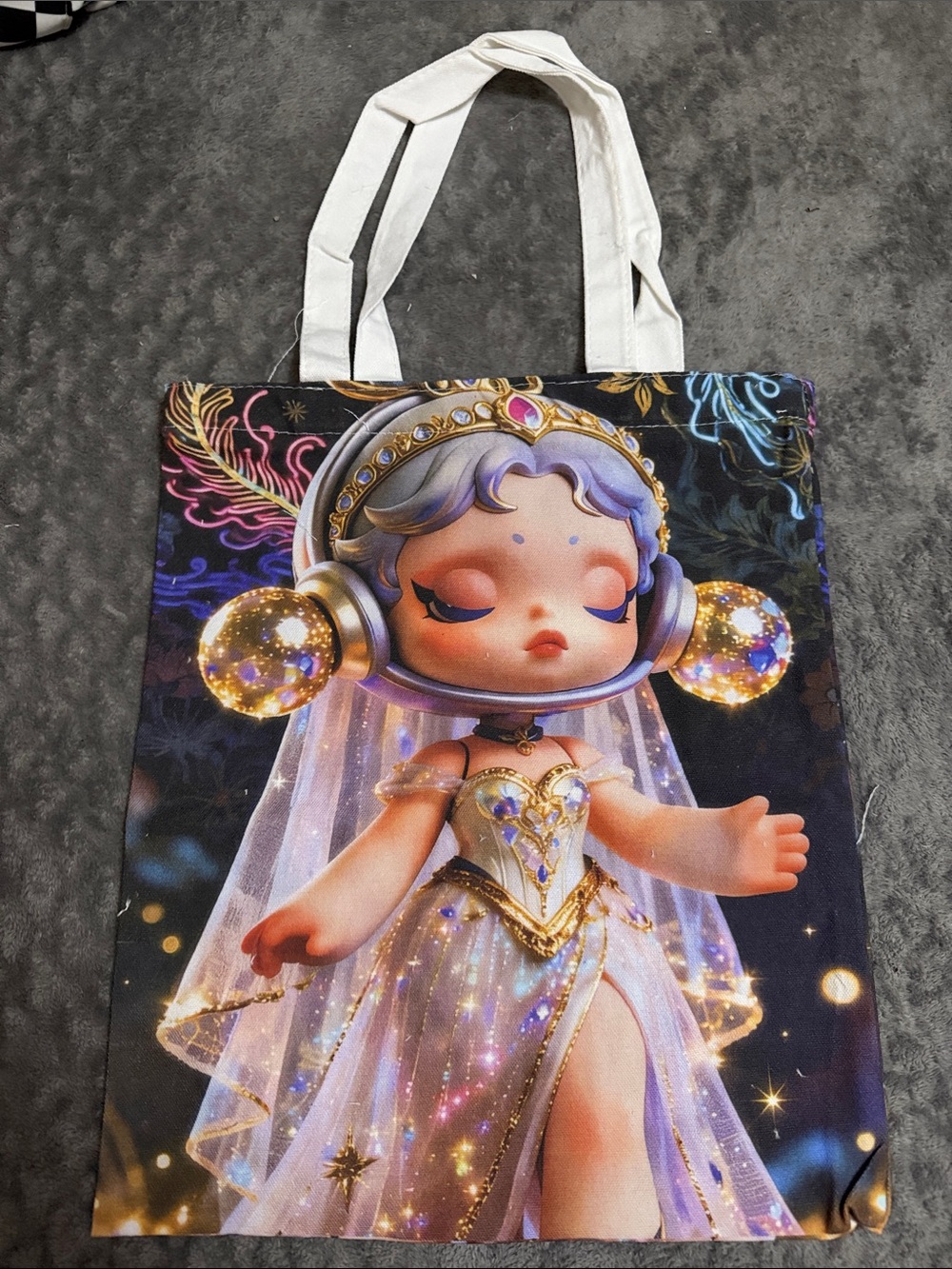 Sparkling FantasySkull Panda Print Tote Bag - Multicolor